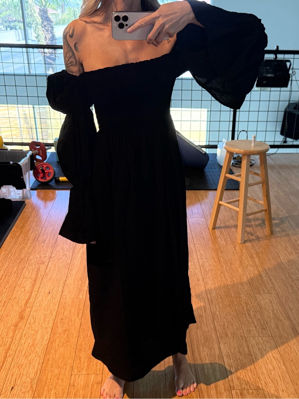 Summer linen black dress